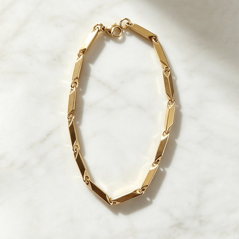 Women's Gold-Plated Bamboo Joint Square Link Bracelet